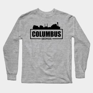 Columbus Georgia Downtown City Skyline Riverwalk Silhouette Long Sleeve T-Shirt